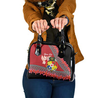 Personalised Tonga Language Week Shoulder Handbag Malo e Lelei Tongan Ngatu Pattern - Red