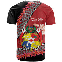 Personalised Tonga Language Week T Shirt Malo e Lelei Tongan Ngatu Pattern - Red