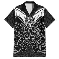 Kia Kaha Te Reo Maori Family Matching Long Sleeve Bodycon Dress and Hawaiian Shirt Aotearoa Hei Tiki With Hongi LT14 Dad's Shirt - Short Sleeve Black - Polynesian Pride