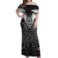 Kia Kaha Te Reo Maori Off Shoulder Maxi Dress Aotearoa Hei Tiki With Hongi