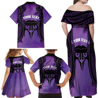 Personalised New Zealand Suffrage Day Family Matching Off Shoulder Maxi Dress and Hawaiian Shirt Maori Tattoo Galaxy Vibe - Polynesian Pride