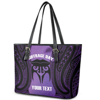 Personalised New Zealand Suffrage Day Leather Tote Bag Maori Tattoo Galaxy Vibe - Polynesian Pride