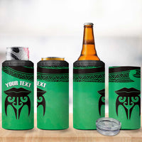 Personalised Moko Kauae New Zealand 4 in 1 Can Cooler Tumbler Maori Chin Tattoo Green - Polynesian Pride