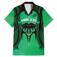 Personalised Moko Kauae New Zealand Family Matching Mermaid Dress and Hawaiian Shirt Maori Chin Tattoo Green - Polynesian Pride