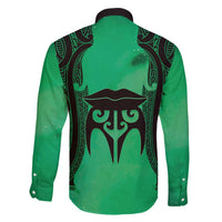 Personalised Moko Kauae New Zealand Family Matching Puletasi and Hawaiian Shirt Maori Chin Tattoo Green LT14 - Polynesian Pride