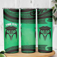 Personalised Moko Kauae New Zealand Skinny Tumbler Maori Chin Tattoo Green LT14 - Polynesian Pride