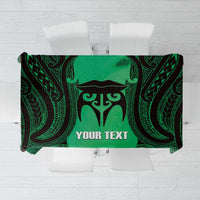 Personalised Moko Kauae New Zealand Tablecloth Maori Chin Tattoo Green - Polynesian Pride
