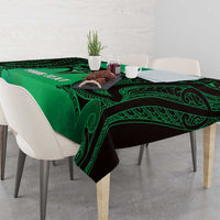 Personalised Moko Kauae New Zealand Tablecloth Maori Chin Tattoo Green - Polynesian Pride