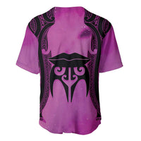 Personalised Moko Kauae New Zealand Baseball Jersey Maori Chin Tattoo Pink - Polynesian Pride