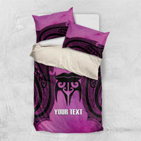 Personalised Moko Kauae New Zealand Bedding Set Maori Chin Tattoo Pink - Polynesian Pride