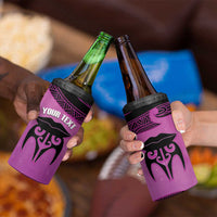 Personalised Moko Kauae New Zealand 4 in 1 Can Cooler Tumbler Maori Chin Tattoo Pink - Polynesian Pride