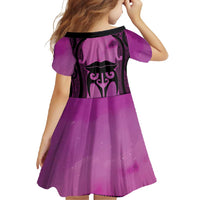 Personalised Moko Kauae New Zealand Family Matching Short Sleeve Bodycon Dress and Hawaiian Shirt Maori Chin Tattoo Pink - Polynesian Pride