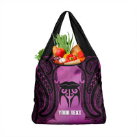 Personalised Moko Kauae New Zealand Grocery Bag Maori Chin Tattoo Pink - Polynesian Pride
