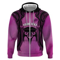 Personalised Moko Kauae New Zealand Hoodie Maori Chin Tattoo Pink - Polynesian Pride