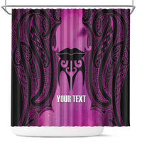 Personalised Moko Kauae New Zealand Shower Curtain Maori Chin Tattoo Pink - Polynesian Pride