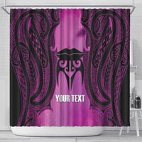 Personalised Moko Kauae New Zealand Shower Curtain Maori Chin Tattoo Pink - Polynesian Pride