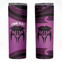 Personalised Moko Kauae New Zealand Skinny Tumbler Maori Chin Tattoo Pink LT14 Pink - Polynesian Pride