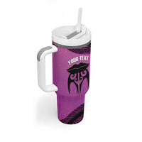 Personalised Moko Kauae New Zealand Tumbler With Handle Maori Chin Tattoo Pink - Polynesian Pride