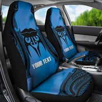Personalised Moko Kauae New Zealand Car Seat Cover Maori Chin Tattoo Blue - Polynesian Pride