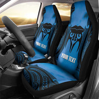 Personalised Moko Kauae New Zealand Car Seat Cover Maori Chin Tattoo Blue - Polynesian Pride