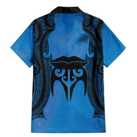 Personalised Moko Kauae New Zealand Family Matching Mermaid Dress and Hawaiian Shirt Maori Chin Tattoo Blue - Polynesian Pride