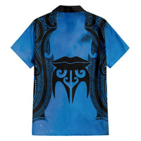 Personalised Moko Kauae New Zealand Family Matching Puletasi and Hawaiian Shirt Maori Chin Tattoo Blue LT14 - Polynesian Pride