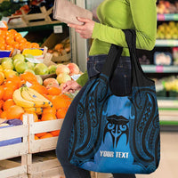 Personalised Moko Kauae New Zealand Grocery Bag Maori Chin Tattoo Blue - Polynesian Pride