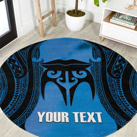 Personalised Moko Kauae New Zealand Round Carpet Maori Chin Tattoo Blue LT14 Blue - Polynesian Pride