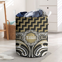 Aotearoa Waikato Tainui Laundry Basket Maori Iwi Poutama Puhoro Tattoo LT14 Old Yellow - Polynesian Pride