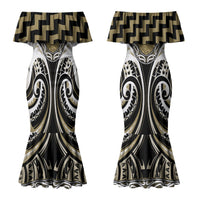 Aotearoa Waikato Tainui Personalised Couples Matching Mermaid Dress and Long Sleeve Button Shirt Maori Iwi Poutama Puhoro Tattoo LT14 - Polynesian Pride