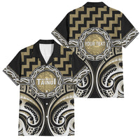 Aotearoa Waikato Tainui Personalised Family Matching Mermaid Dress and Hawaiian Shirt Maori Iwi Poutama Puhoro Tattoo LT14 Dad's Shirt - Short Sleeve Old Yellow - Polynesian Pride
