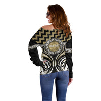 Aotearoa Waikato Tainui Personalised Off Shoulder Sweater Maori Iwi Poutama Puhoro Tattoo LT14 - Polynesian Pride