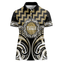 Aotearoa Waikato Tainui Personalised Women Polo Shirt Maori Iwi Poutama Puhoro Tattoo LT14 Female Old Yellow - Polynesian Pride