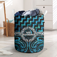 Aotearoa Ngati Kahungunu Laundry Basket Maori Iwi Poutama Puhoro Tattoo LT14 Turquoise - Polynesian Pride