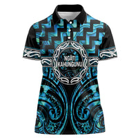 Aotearoa Ngati Kahungunu Personalised Women Polo Shirt Maori Iwi Poutama Puhoro Tattoo LT14 Female Turquoise - Polynesian Pride