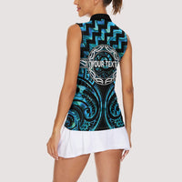 Aotearoa Ngati Kahungunu Personalised Women Sleeveless Polo Shirt Maori Iwi Poutama Puhoro Tattoo LT14 - Polynesian Pride
