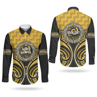 Aotearoa Ngati Whatua Personalised Couples Matching Mermaid Dress and Long Sleeve Button Shirt Maori Iwi Poutama Puhoro Tattoo LT14 - Polynesian Pride