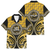 Aotearoa Ngati Whatua Personalised Family Matching Long Sleeve Bodycon Dress and Hawaiian Shirt Maori Iwi Poutama Puhoro Tattoo LT14 Dad's Shirt - Short Sleeve Yellow - Polynesian Pride