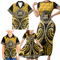 Aotearoa Ngati Whatua Personalised Family Matching Short Sleeve Bodycon Dress and Hawaiian Shirt Maori Iwi Poutama Puhoro Tattoo LT14 - Polynesian Pride