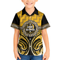 Aotearoa Ngati Whatua Personalised Kid Hawaiian Shirt Maori Iwi Poutama Puhoro Tattoo LT14 Kid Yellow - Polynesian Pride