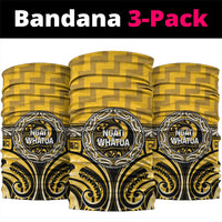 Aotearoa Ngati Whatua Neck Gaiter Maori Iwi Poutama Puhoro Tattoo LT14 package One Size: 25*50cm Yellow - Polynesian Pride