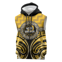 Aotearoa Ngati Whatua Personalised Sleeveless Zip Hoodie Maori Iwi Poutama Puhoro Tattoo LT14 Yellow - Polynesian Pride