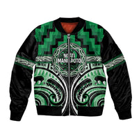 Aotearoa Ngati Maniapoto Personalised Bomber Jacket Maori Iwi Poutama Puhoro Tattoo LT14 Unisex Green - Polynesian Pride