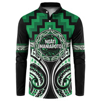 Aotearoa Ngati Maniapoto Personalised Button Sweatshirt Maori Iwi Poutama Puhoro Tattoo LT14 Green - Polynesian Pride