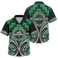 Aotearoa Ngati Maniapoto Personalised Family Matching Mermaid Dress and Hawaiian Shirt Maori Iwi Poutama Puhoro Tattoo LT14 Son's Shirt Green - Polynesian Pride