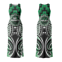 Aotearoa Ngati Maniapoto Personalised Family Matching Tank Maxi Dress and Hawaiian Shirt Maori Iwi Poutama Puhoro Tattoo LT14 Mom's Dress Green - Polynesian Pride