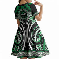 Aotearoa Ngati Maniapoto Personalised Kid Short Sleeve Dress Maori Iwi Poutama Puhoro Tattoo LT14 - Polynesian Pride