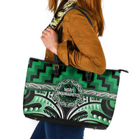 Aotearoa Ngati Maniapoto Leather Tote Bag Maori Iwi Poutama Puhoro Tattoo LT14 Green - Polynesian Pride