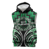 Aotearoa Ngati Maniapoto Personalised Sleeveless Zip Hoodie Maori Iwi Poutama Puhoro Tattoo LT14 Green - Polynesian Pride