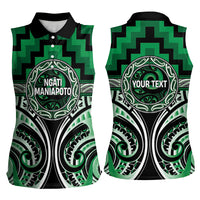 Aotearoa Ngati Maniapoto Personalised Women Sleeveless Polo Shirt Maori Iwi Poutama Puhoro Tattoo LT14 - Polynesian Pride